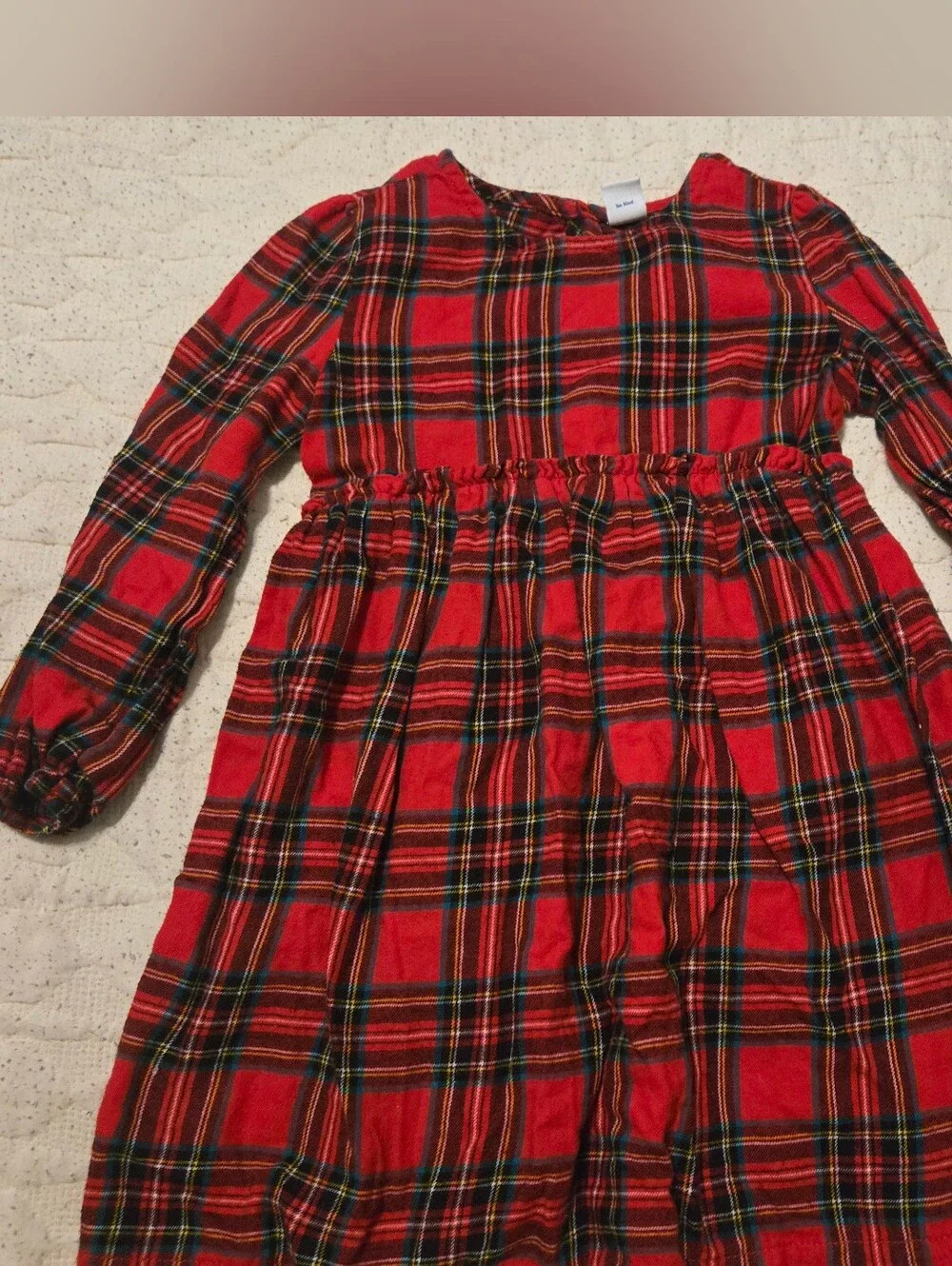 Old Navy Red Plaid Long Sleeve Kids Dress